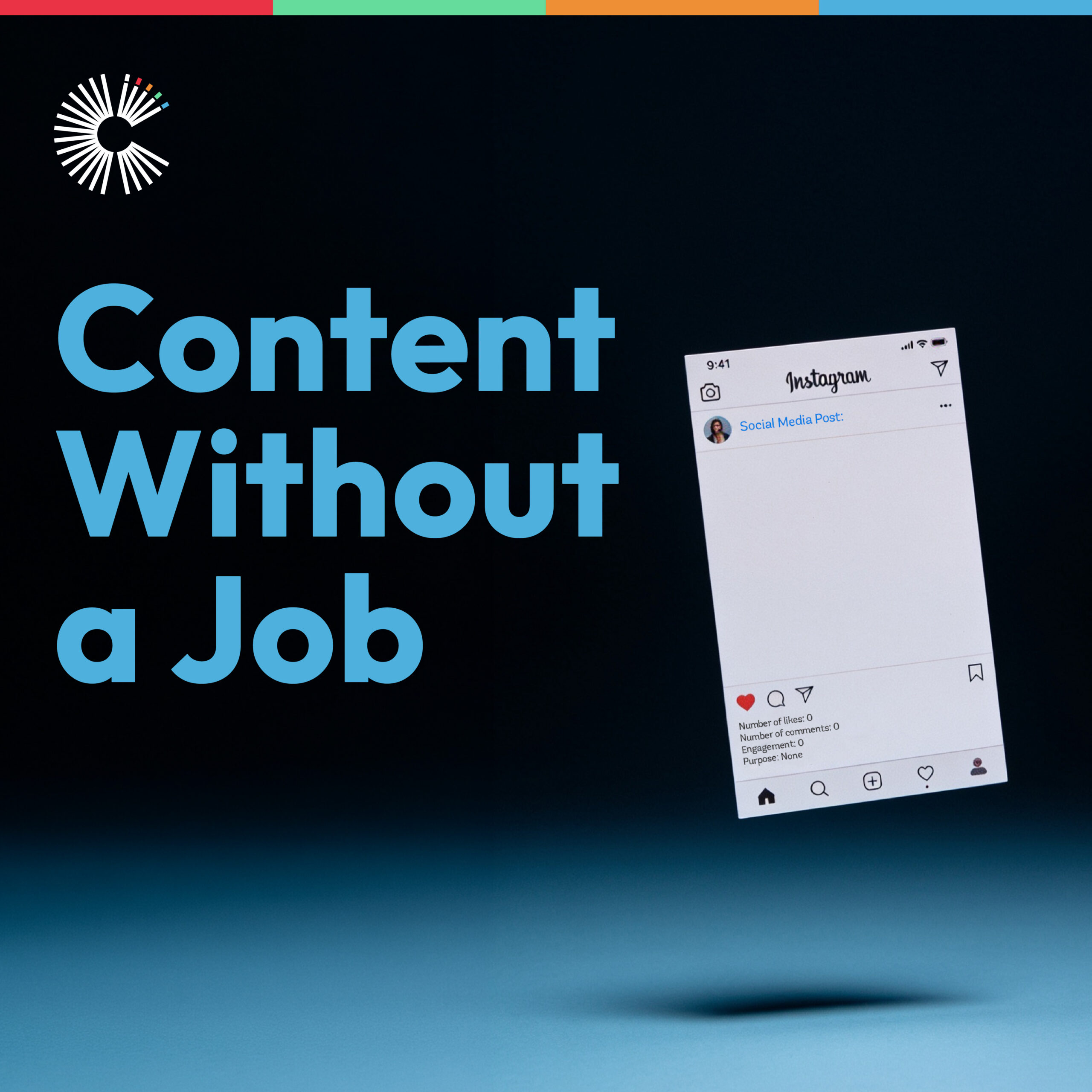 Illustration of an empty social media post representing B2B content without a clear strategy, audience, or purpose.